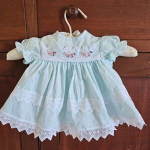 Little Gems Mint Green Baby Dress 6 Months Made In U.S.A.